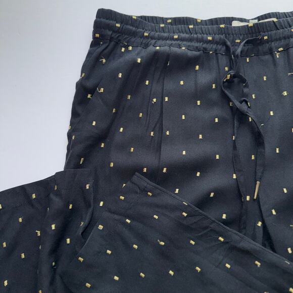 Joie Sayla Pants Women’s L Caviar Black Gold Dot Silk Blend Pull On Tapered Leg - Picture 3 of 13